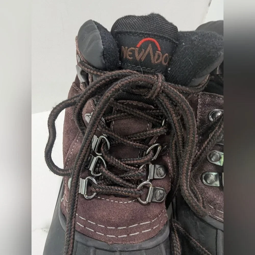 Kids Nevados Brown Hiking Leather Waterproof Snow Boots Sz 1 Storm Pac Insulated